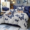 Set lenjerie de pat finet 6 piese cu fluturi albastri pe alb, cearceaf pilota 200x220 cm
