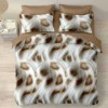 Lenjerie de pat dublu din finet cu 6 piese animal print bej cu efect de blana