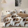 Lenjerie de pat dublu din finet cu 6 piese animal print bej cu efect de blana