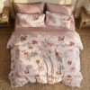 lenjerie de pat dublu din finet cu 6 piese model floral roz pudrat crem