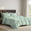 Lenjerie de pat dublu din finet cu 6 piese verde cu buline decorative