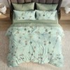 Lenjerie de pat dublu din finet cu 6 piese verde cu buline decorative