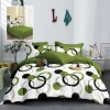Lenjerie pat dublu finet 6 piese, design cercuri verzi M529