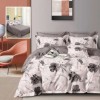 Lenjerie pat dublu finet 6 piese, model floral cu crini gri, M525