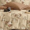 Lenjerie pat dublu finet 6 piese, design cu flori bej M528