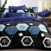 Lenjerie de pat dublu din finet, set 6 piese, model hexagonal, M460