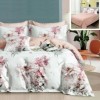 Lenjerie de pat dublu din finet cu trandafiri roz, set 6 piese M463