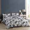 Lenjerie de pat dublu family bumbac 100% ranforce Nazenin Home Exotic cu două cearceafuri de pilotă și design exotic alb-negru