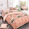 Lenjerie de pat dublu din finet cu design adorabil de bufnițe pe fundal roz, 6 piese