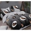 Lenjerie de pat dublu din finet cu 6 piese, design sofisticat cu fluturi maro și model leopard gri