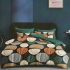 Lenjerie de pat dublu din finet, 6 piese, design geometric colorat