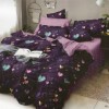 Lenjerie de pat dublu din finet cu 6 piese, design cu inimioare colorate și mesajul 