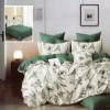 Lenjerie de pat dublu din finet, 6 piese, design floral verde
