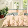 Lenjerie pat percale bumbac 100% cu plante stilizate pe fundal piersiciu