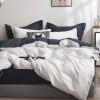 Lenjerie de pat alb-negru cu pătrățele din bumbac percale, fabricata in Romania