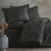Lenjerie de pat dublu neagra cu textura geometrica in relief si nasturi decorativi