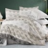 Lenjerie de pat dublu ranforce 4 piese cu design geometric in nuante de gri, bej si alb din bumbac