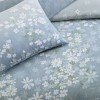 Lenjerie de pat dublu Santa Mavi TAC bumbac ranforce model floral cu flori albe pe fond bleu pastel