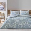 Lenjerie de pat dublu Santa Mavi TAC bumbac ranforce model floral cu flori albe pe fond bleu pastel