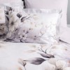 lenjerie pat dublu satin 6 piese gri cu magnolii Altinbasak Begonia