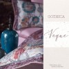 Lenjerie de pat din satin de lux model Voguer roz-albastru-maro cu design floral