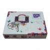 Lenjerie satinată din bumbac cu design floral bej-alb, 4 piese