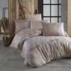 Lenjerie de pat satin de lux Mudonse, design baroc și geometric bej alb, 100% bumbac satinat, set 4 piese