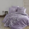 Lenjerie de pat Pellini V2 satinată de lux, model paisley violet, bumbac 100%
