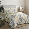 Lenjerie de pat satin de lux Neira cu motive geometrice gri pe fundal bej, set de 6 piese