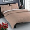 Lenjerie de pat satin de lux Prestige Cappuccino cu detalii albe pe fundal cappuccino, set de 6 piese