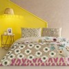 lenjerie de pat TAC Blyss din bumbac 100% ranforce cu model floral bej și flori pastelate
