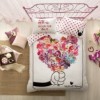 Lenjerie de pat Disney Minnie & Mickey Loveis, imprimeu floral și buline roz, 4 piese, bumbac 100%.