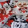 Lenjerie de pat dublu Disney Minnie & Mickey Dotty, imprimeu alb roșu negru cu buline și personaje Disney, 4 piese, bumbac 100%.
