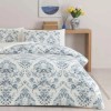 Lenjerie pat dublu TAC Elvar bumbac 100 ranforce model baroc floral albastru