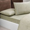 Lenjerie pat dublu TAC Maris Bej bumbac 100 ranforce model floral clasic