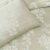Lenjerie pat dublu TAC Maris Bej bumbac 100 ranforce cu imprimeu floral cu efect vizual de broderie decorativă