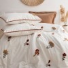 Lenjerie de pat Zaira din bumbac natural cu broderii florale in relief, 6 piese, Saheser Home