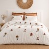 Lenjerie de pat Zaira din bumbac natural cu broderii florale in relief, 6 piese, Saheser Home