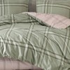 Lenjerie de pat dublu din bumbac 100% ranforce Capella V1, cu carouri verzi și design reversibil