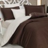 Lenjerie de pat de lux din satin Hobby Home Diamond Damask în nuanțe maro și crem, design damasc