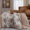 Lenjerie de pat de lux din satin Hobby Home Silvana Beige în nuanțe bej și maro, design mandale și borduri