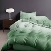 Lenjerie de pat finet verde măsliniu 4 piese cu cearșaf drept și fețe de pernă