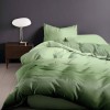 Lenjerie de pat finet verde salvie 4 piese cu cearșaf drept și fețe de pernă