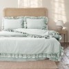 Lenjerie de pat flanel Josef silver gri First Choice, model uni cu volane decorative si contur alb