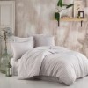 Lenjerie de pat Clasy Home Estina V4 din bumbac 100% jacquard ranforce, design gri deschis cu dungi discrete