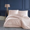 Lenjerie de pat jacquard ranforce roz Clasy Home Melkor V8 pe pat elegant