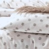 Lenjerie de pat albă cu buline gri din bumbac ranforce Saheser Oslo