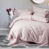 Lenjerie de pat jacquard satin de lux Cotton Box Jana Pudra, design floral roz, 100% bumbac satinat, set 6 piese