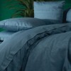 Lenjerie de pat jacquard albastru petrol din bumbac satinat Cotton Box, model Sante Petrol Blue, set complet