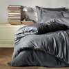 Lenjerie de pat Jacquard satin gri antracit Saheser, bumbac 100%, set de 6 piese, cearșaf de pat și pilotă, fețe de pernă, model piele de șarpe.